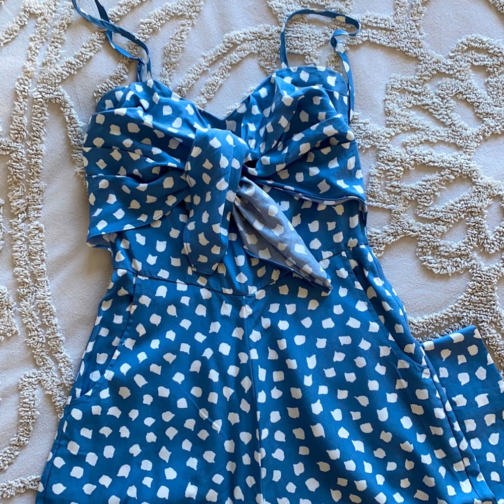 Dot Jumpsuit. Tie front